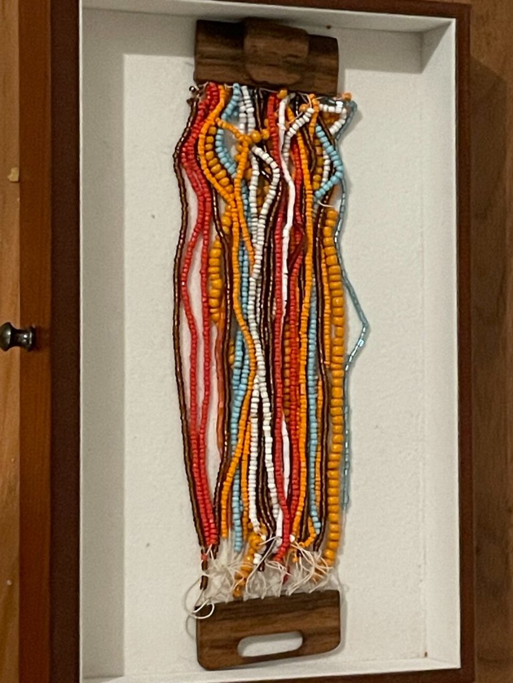 Boho Multicolor Multi-Strand Seed Bead Bracelet with Wooden Clasp